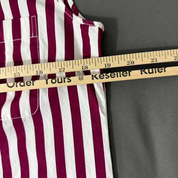 Lafayette 148 Women's 8 Top Sleeveless Button-Up Shirt Vertical Stripe Pocket - Picture 10 of 11